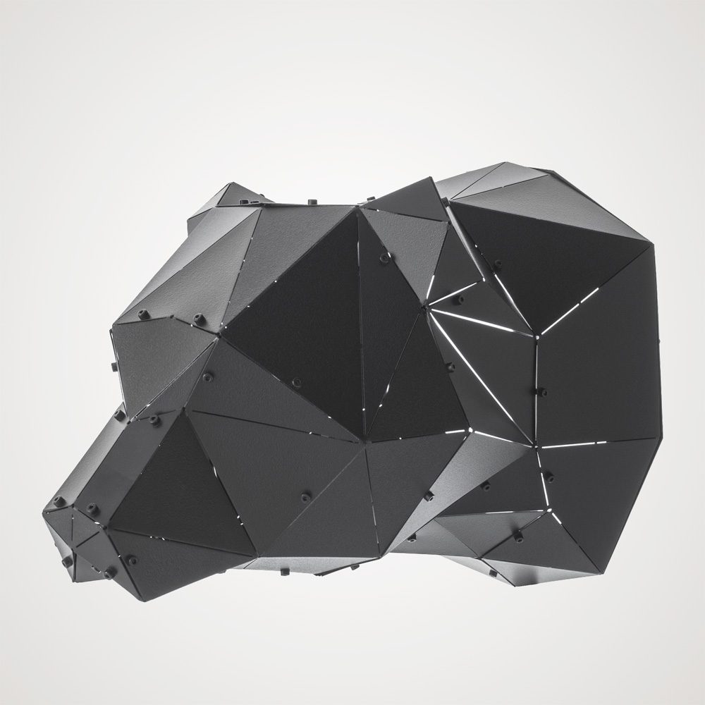 ORSO | 3D Geometrik Metal Ayı Kafası Duvar Dekoru - Görsel 5