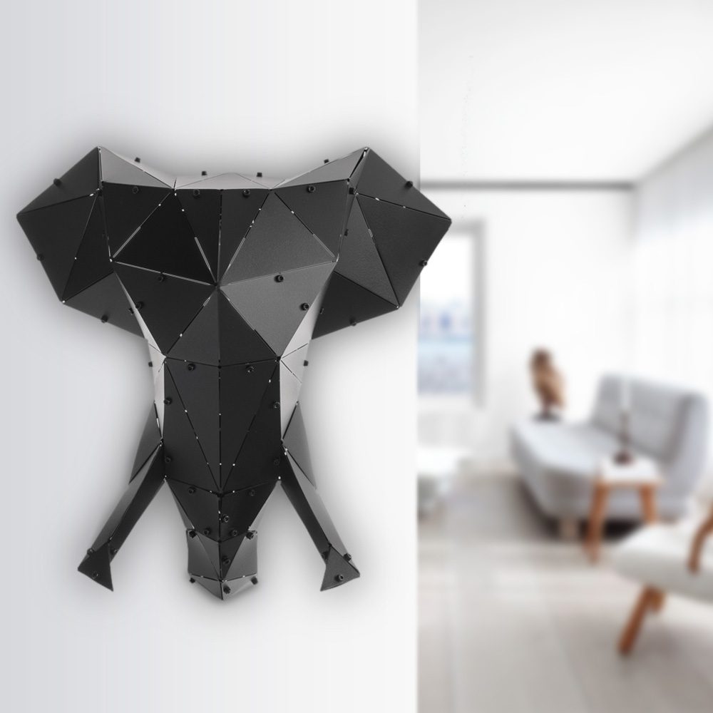 BARRUS | 3D Geometrik Metal Fil Kafası Duvar Dekoru - Görsel 5