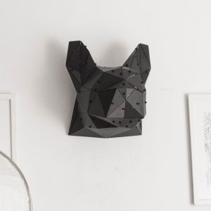 DOGO | 3D Geometrik Metal French Bulldog Kafası Duvar Dekoru