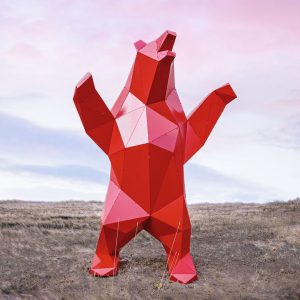 BERNE | 3D Metal Geometrik Ayakta Ayı Heykeli