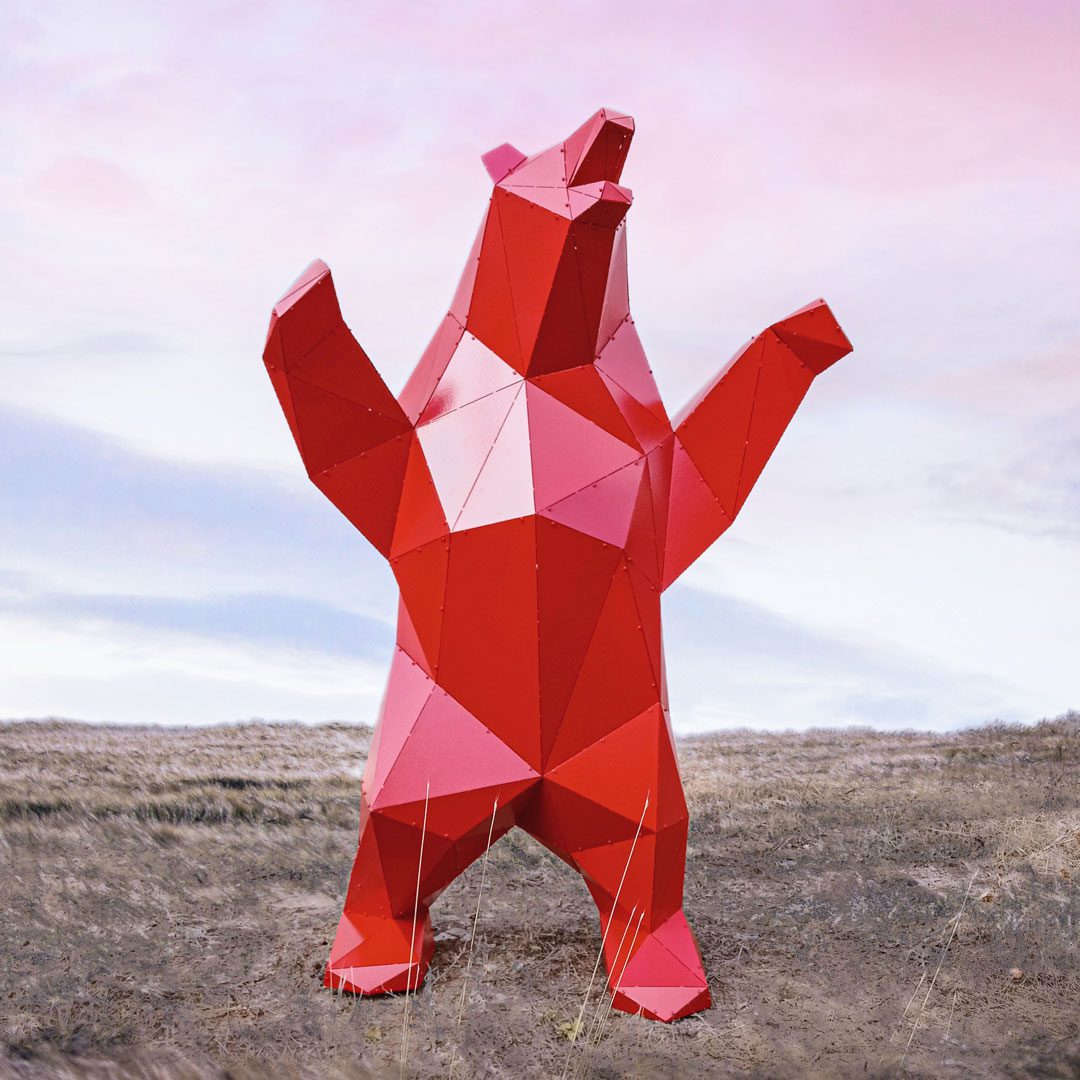 BERNE | 3D Metal Geometrik Ayakta Ayı Heykeli