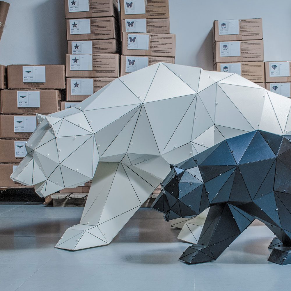 BOZ XL | 3D Metal Geometrik Ayı Heykeli - Görsel 6