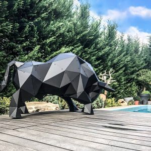 BULL XL | 3D Metal Geometrik Boğa Heykeli
