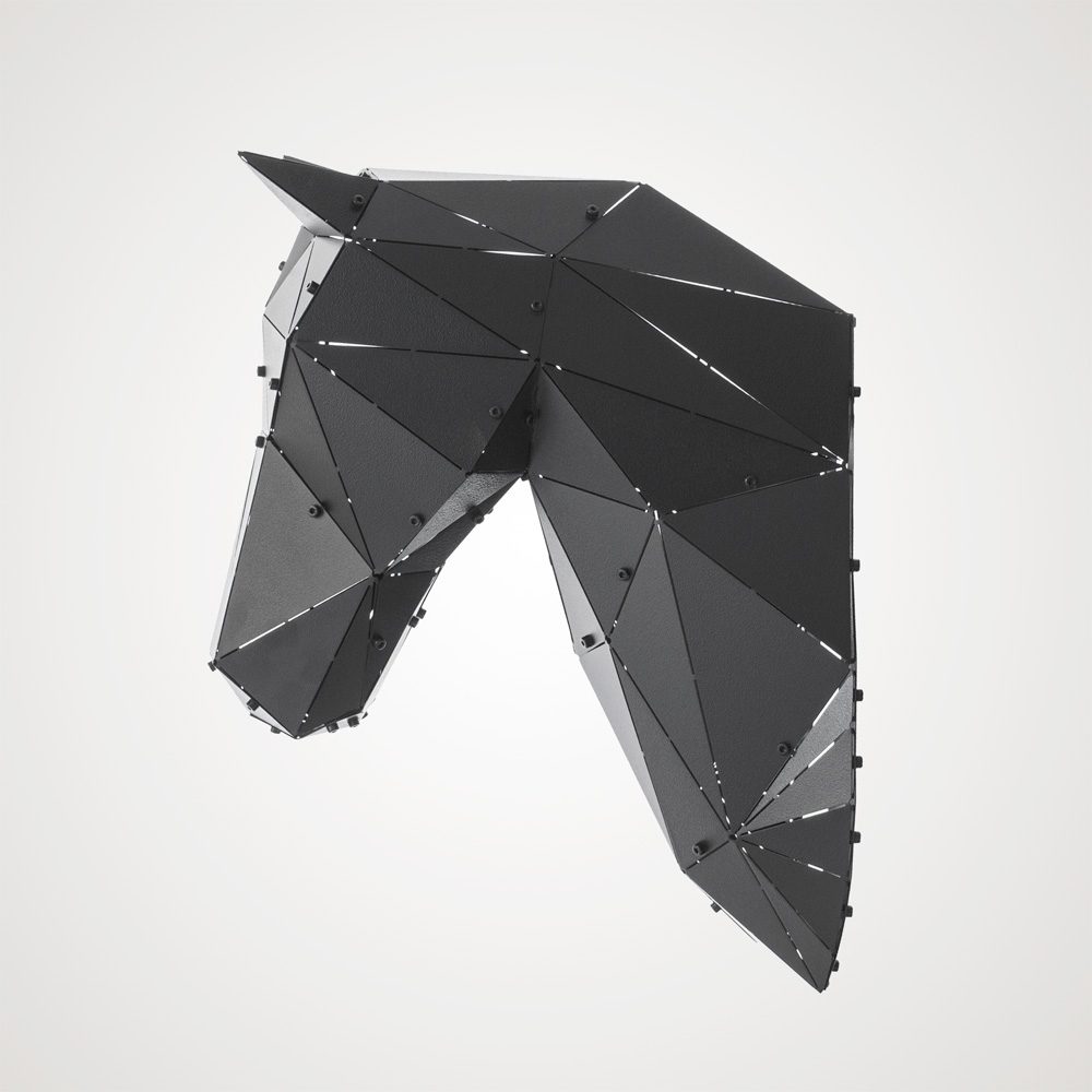 CAVALLO | 3D Geometrik Metal At Kafası Duvar Dekoru - Görsel 6