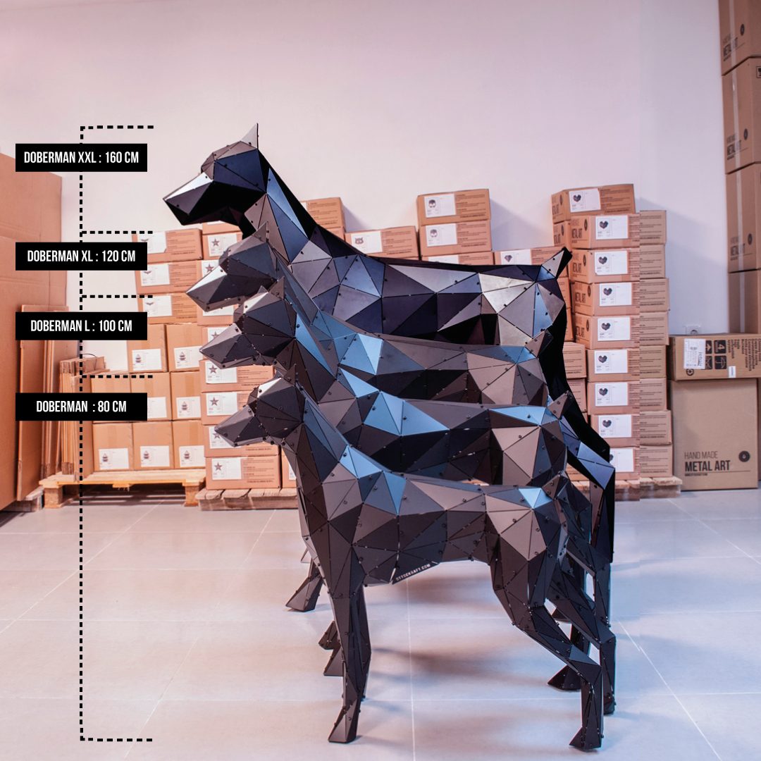 DOBERMAN SERİSİ | 3D Metal Geometrik Doberman Heykeli - Görsel 13