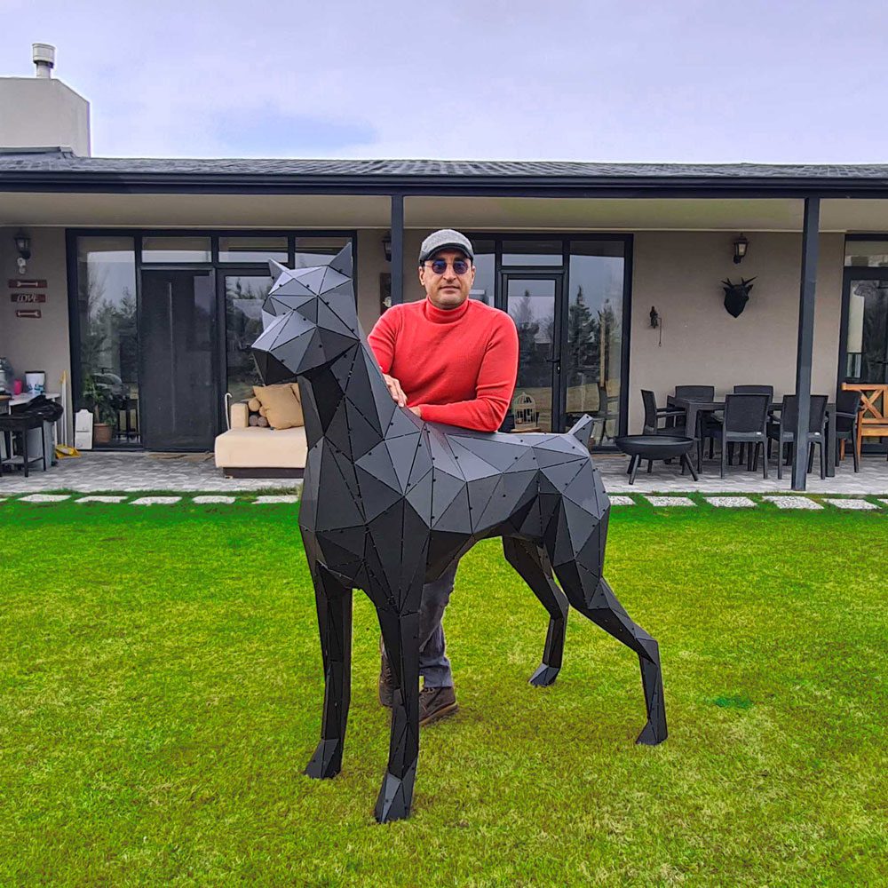 DOBERMAN SERİSİ | 3D Metal Geometrik Doberman Heykeli - Görsel 6