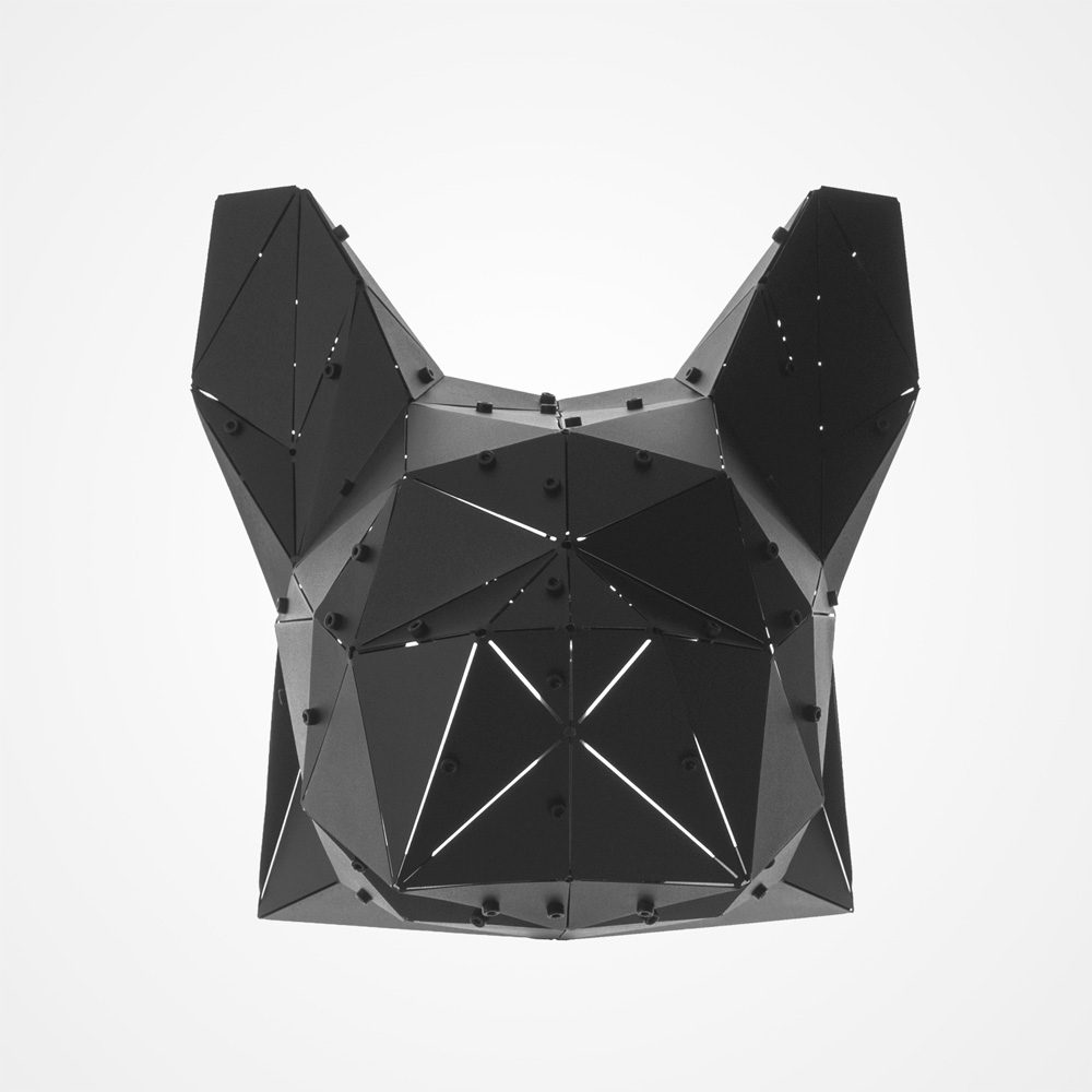DOGO | 3D Geometrik Metal French Bulldog Kafası Duvar Dekoru - Görsel 4