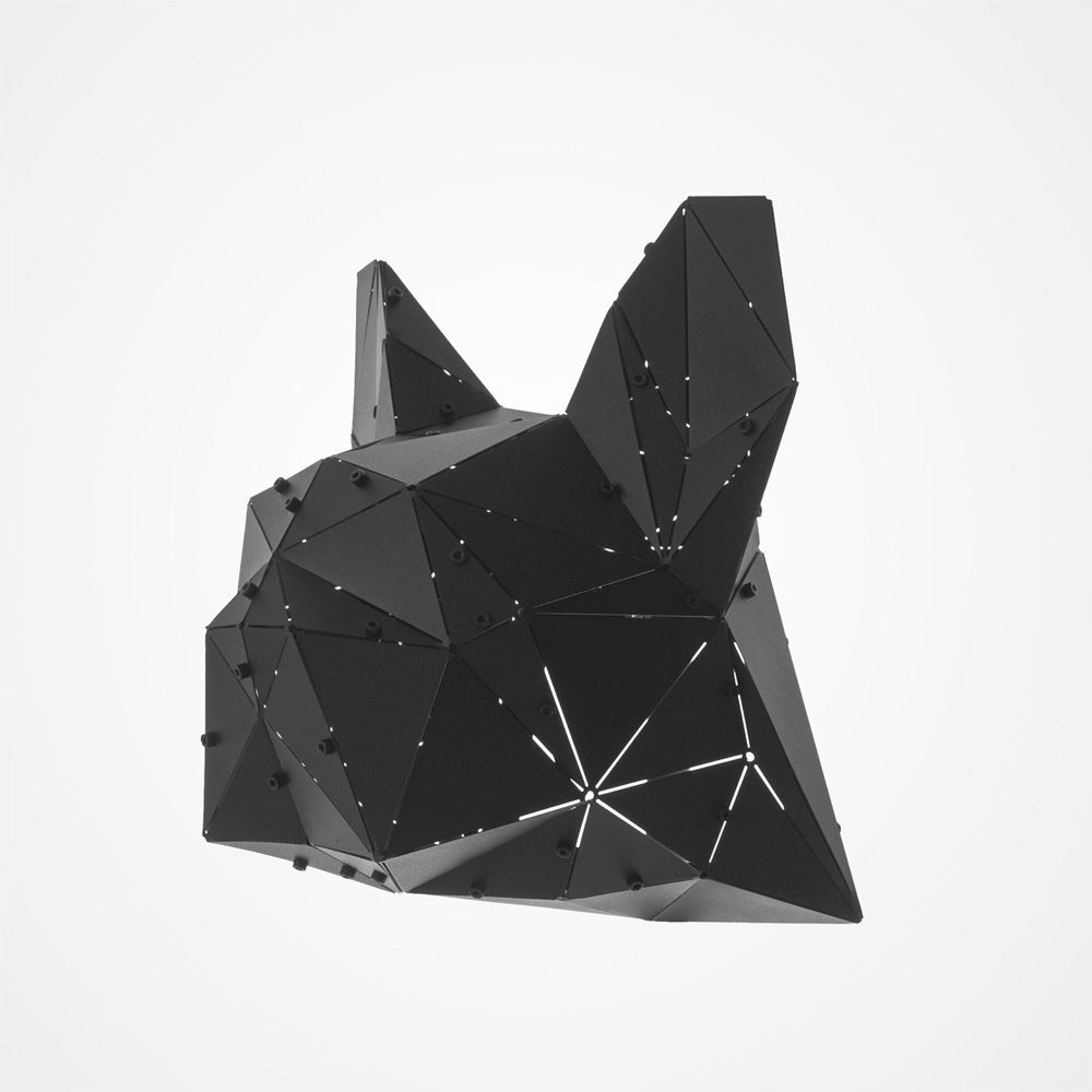 DOGO | 3D Geometrik Metal French Bulldog Kafası Duvar Dekoru - Görsel 6