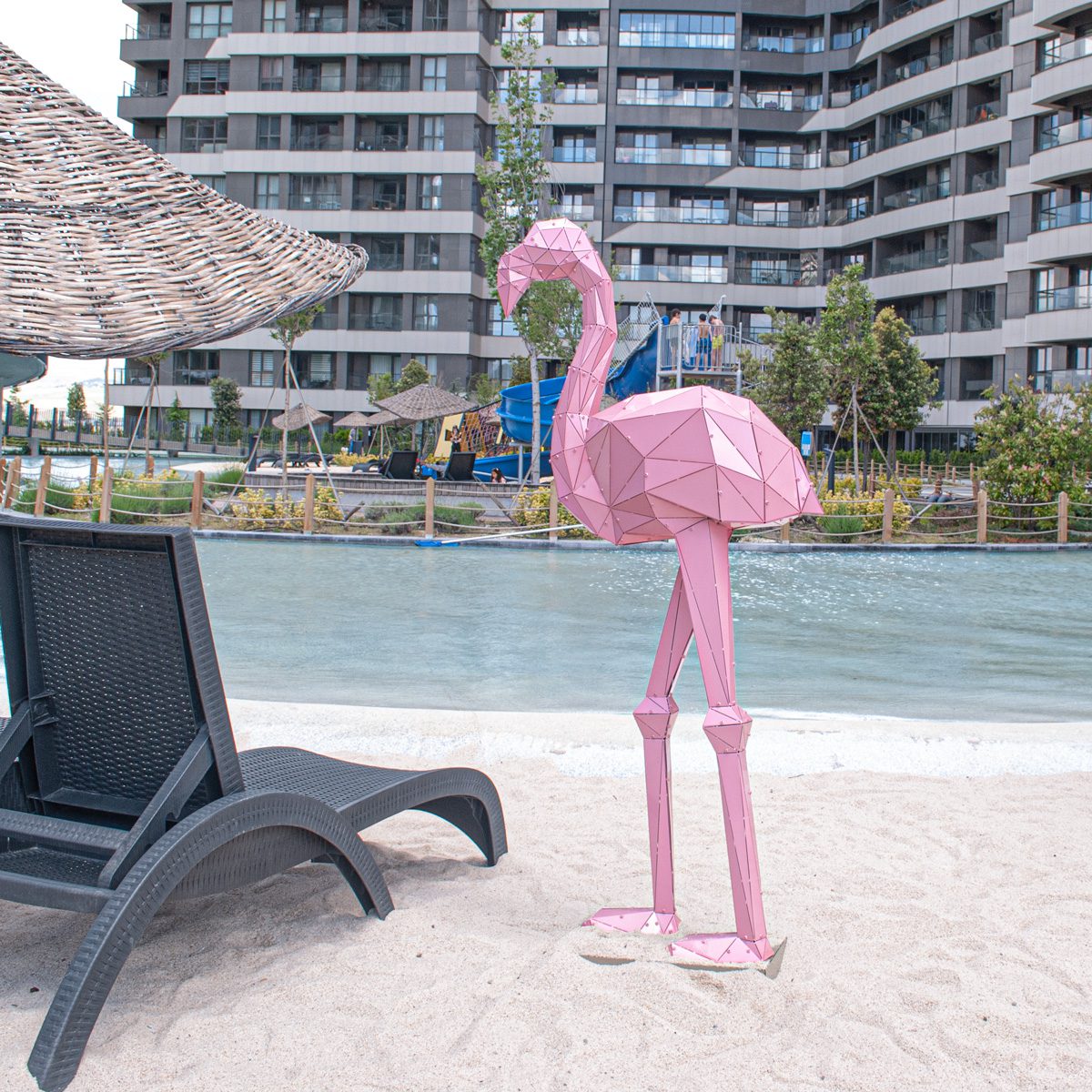 FLAMINGO | 3D Metal Geometrik Flamingo Heykeli - Görsel 5