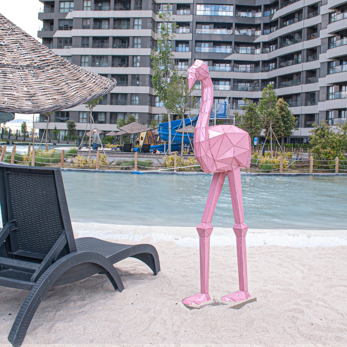 FLAMINGO | 3D Metal Geometrik Flamingo Heykeli - Görsel 6