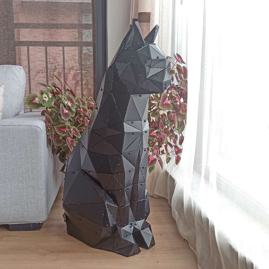 KATZE | 3D Metal Geometrik Kedi Modeli