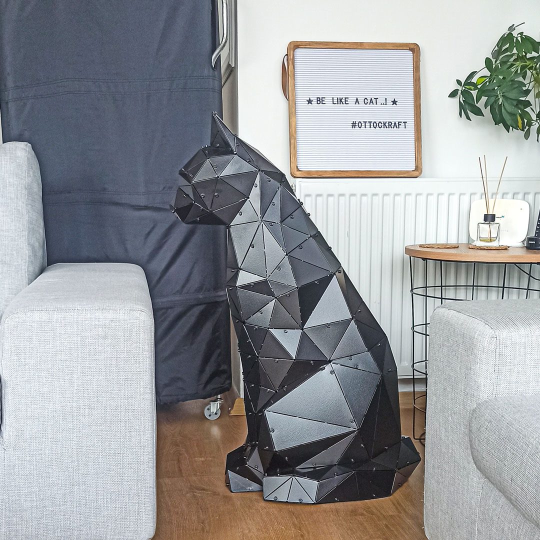KATZE | 3D Metal Geometrik Kedi Modeli - Görsel 3
