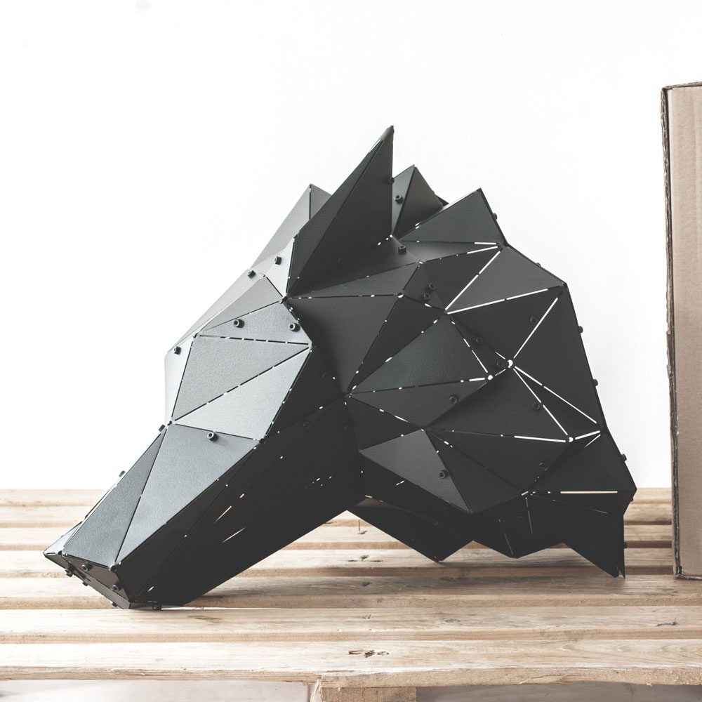 KURT | 3D Geometrik Metal Kurt Kafası Duvar Dekoru - Görsel 3