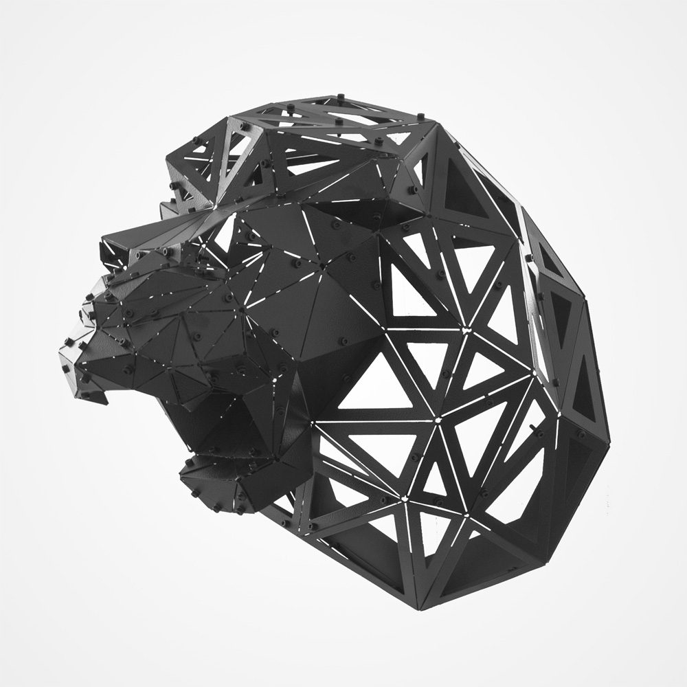 LEON V2 | 3D Geometrik Metal Aslan Kafası Duvar Dekoru - Görsel 3
