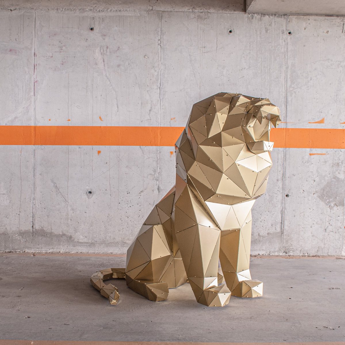 Leon XL | 3D Metal Geometrik Aslan Heykeli - Görsel 5