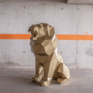 Leon XL | 3D Metal Geometrik Aslan Heykeli