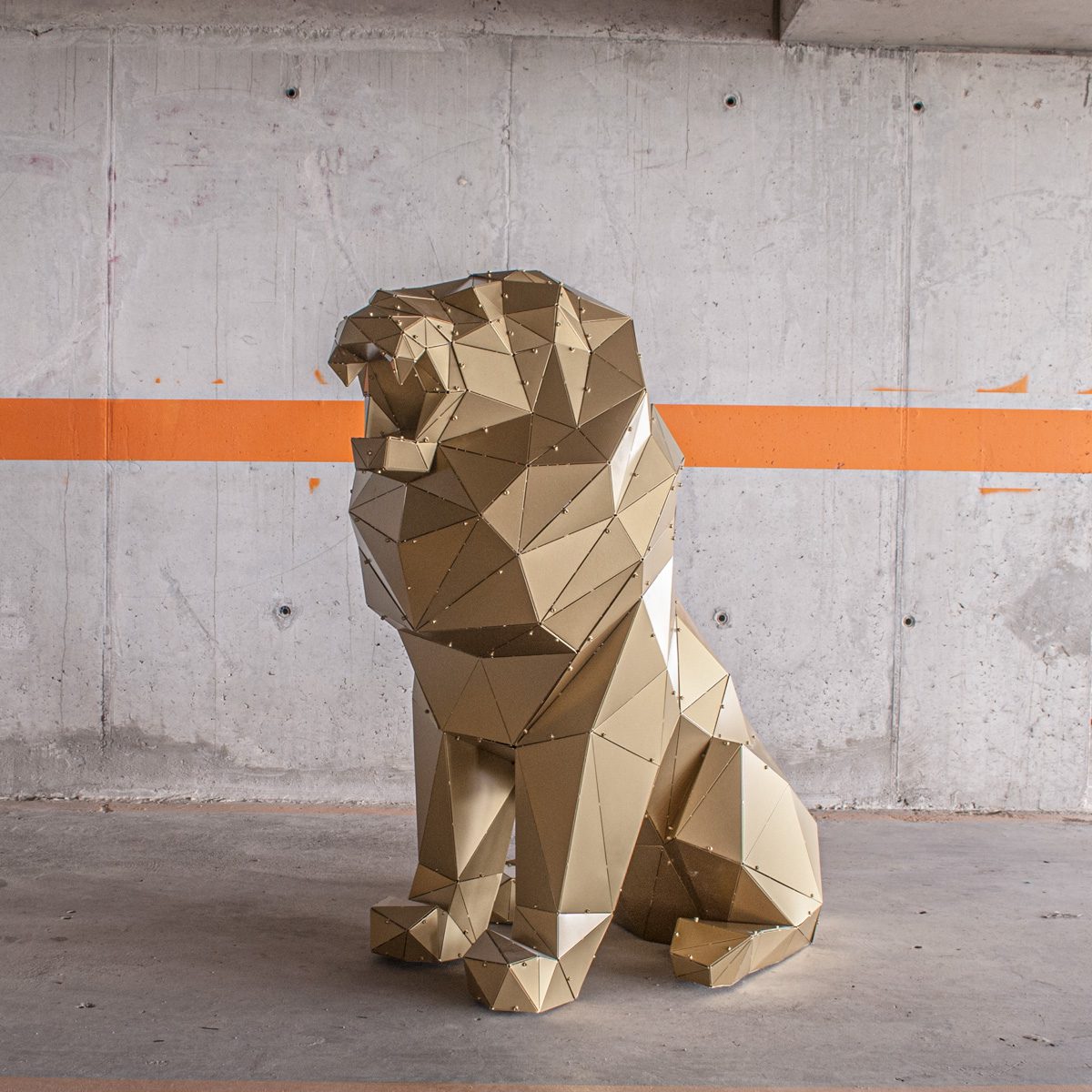 Leon XL | 3D Metal Geometrik Aslan Heykeli