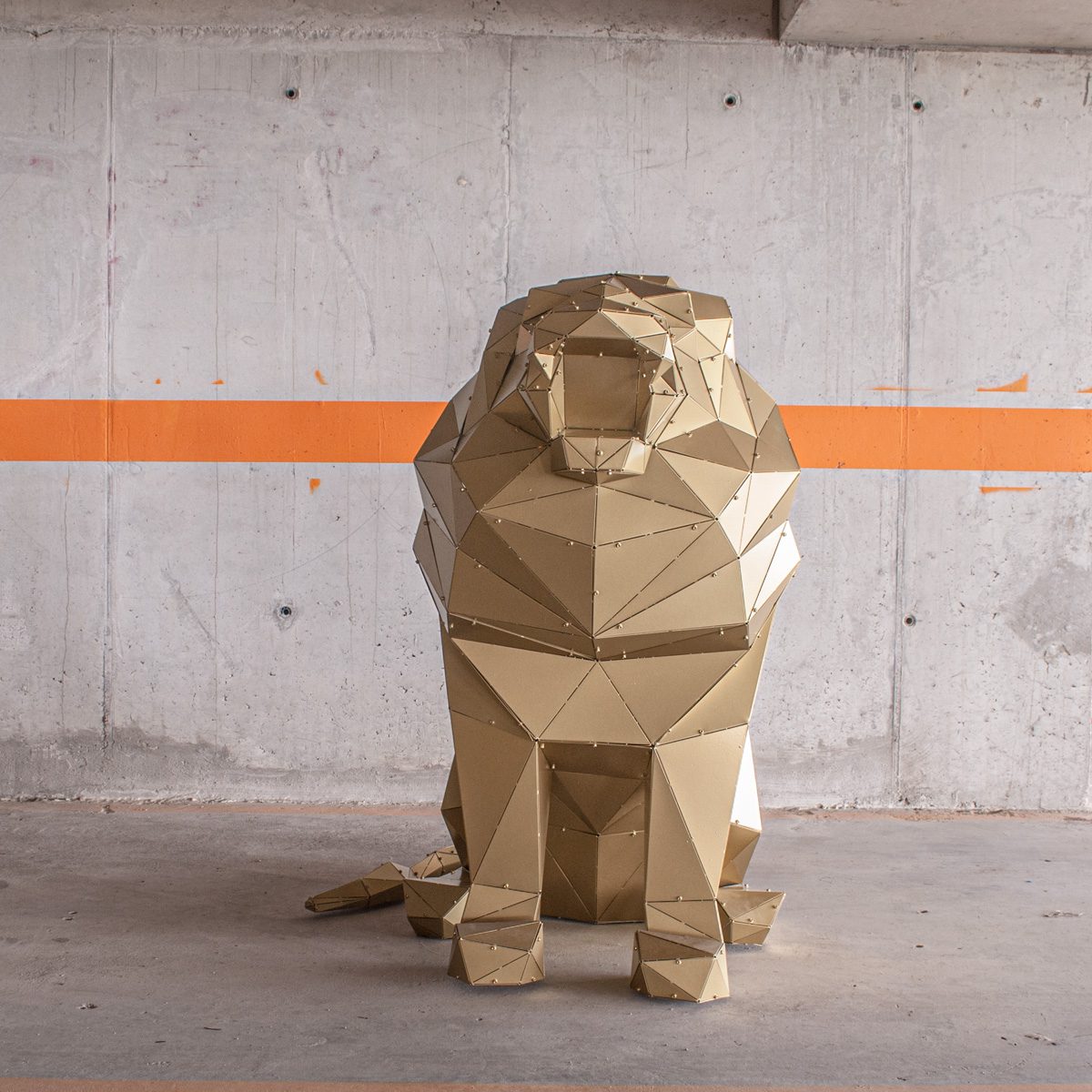 Leon XL | 3D Metal Geometrik Aslan Heykeli - Görsel 4
