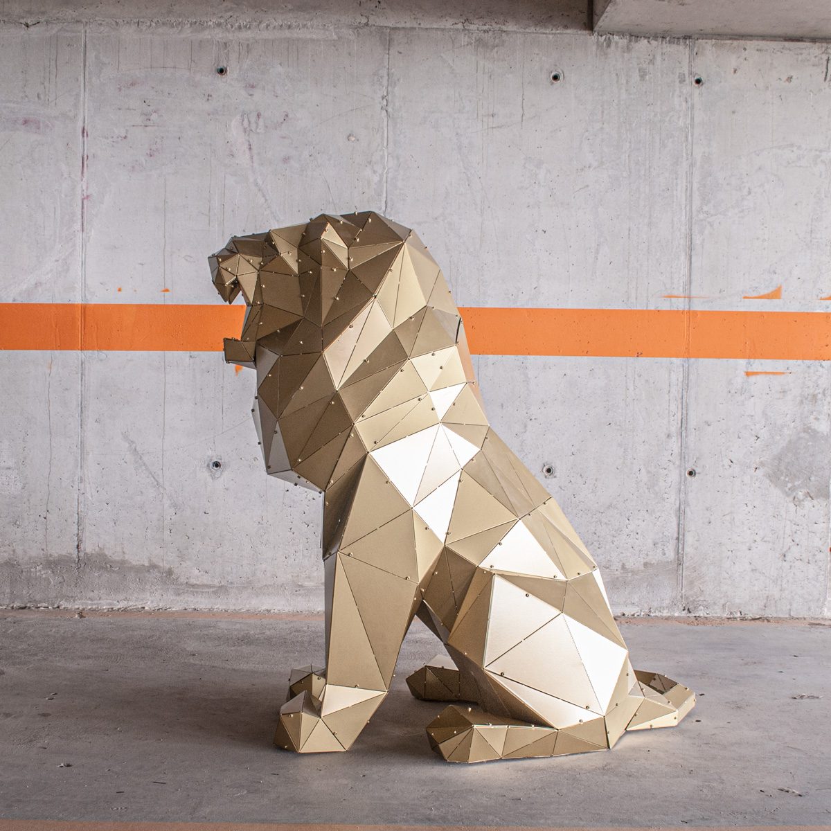 Leon XL | 3D Metal Geometrik Aslan Heykeli - Görsel 3