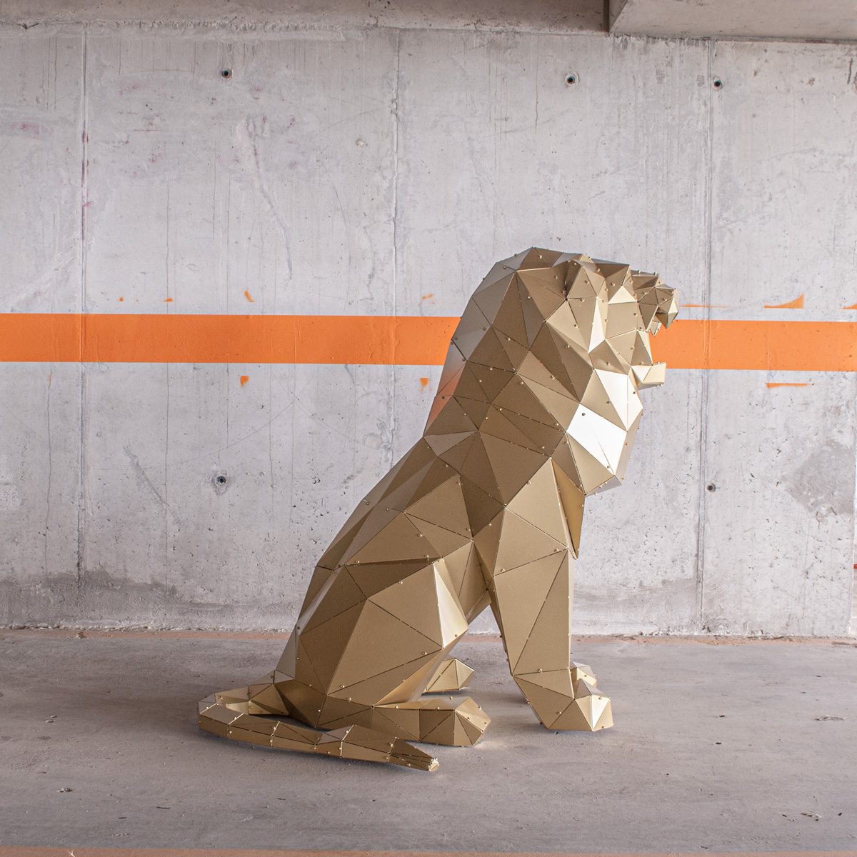 Leon XL | 3D Metal Geometrik Aslan Heykeli - Görsel 2