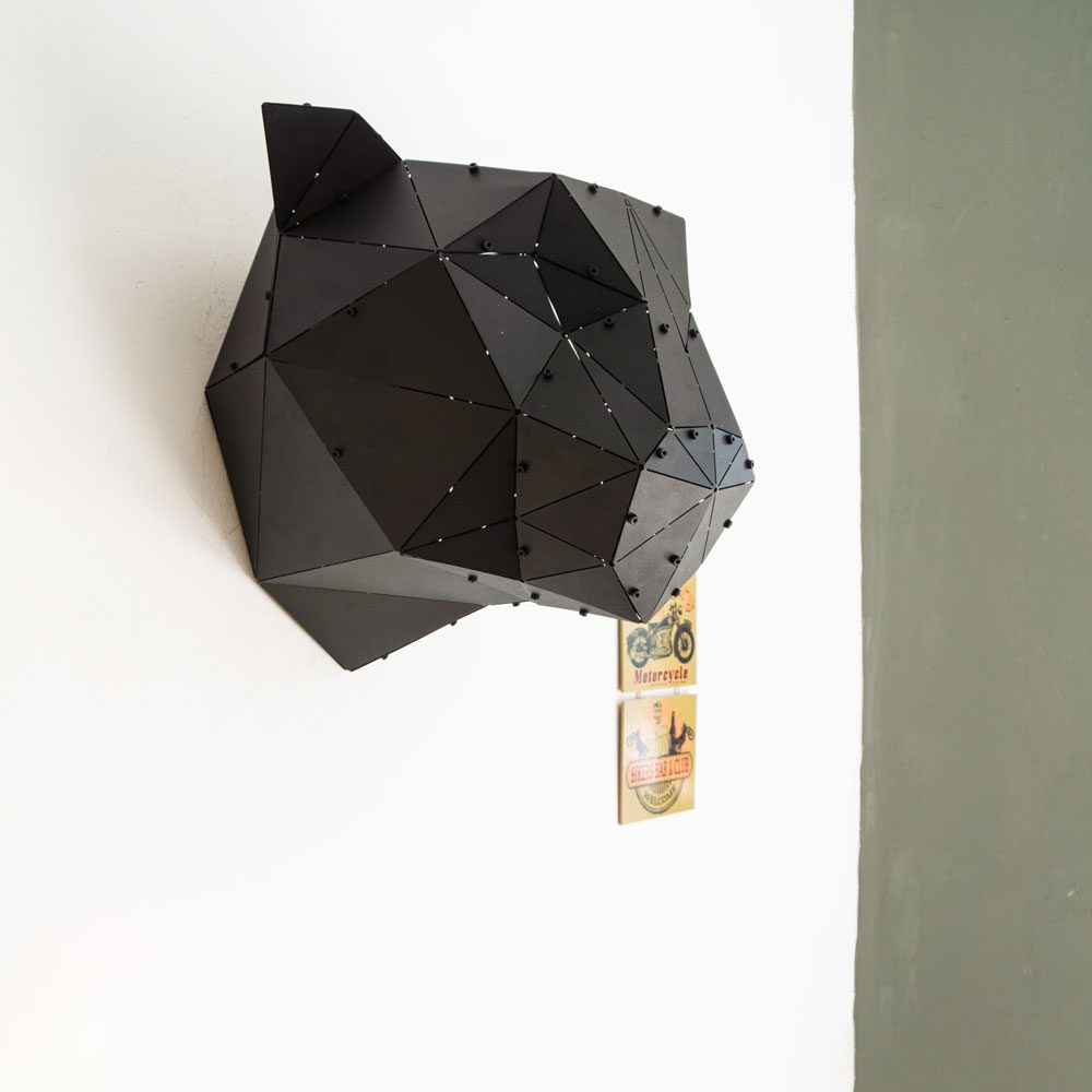PANTER | 3D Geometrik Metal Panter Kafası Duvar Dekoru