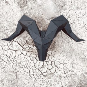 RAM | 3D Geometrik Metal Dağ Keçisi Kafası Duvar Dekoru