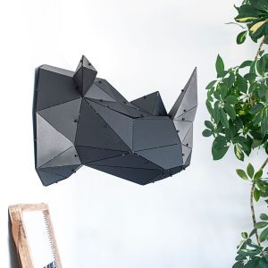 RHINO | 3D Geometrik Metal Gergedan Kafası Duvar Dekoru