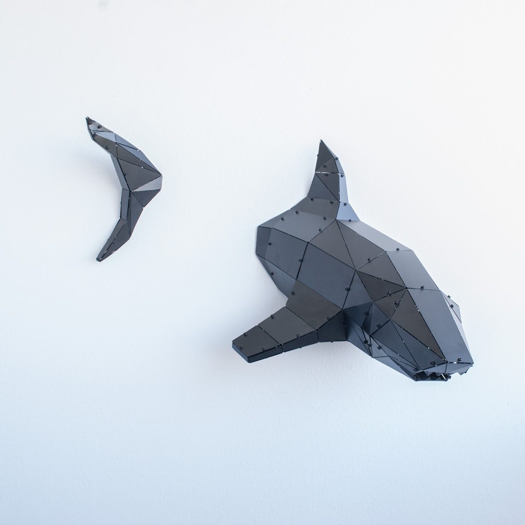 SHARK | 3D Metal Geometrik Köpekbalığı Duvar Dekoru - Görsel 3