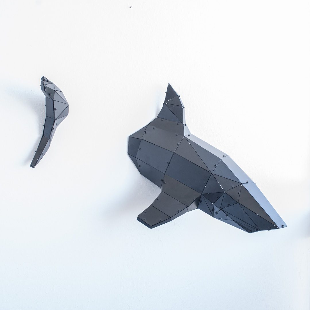 SHARK | 3D Metal Geometrik Köpekbalığı Duvar Dekoru - Görsel 2
