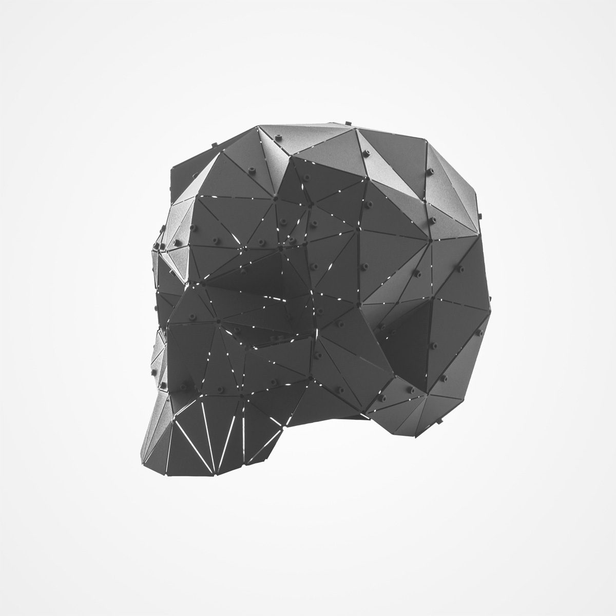 SKULL | 3D Geometrik Metal Kuru Kafa Dekoru - Görsel 3