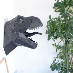 T-REX | 3D Geometrik Metal Dinazor Kafası